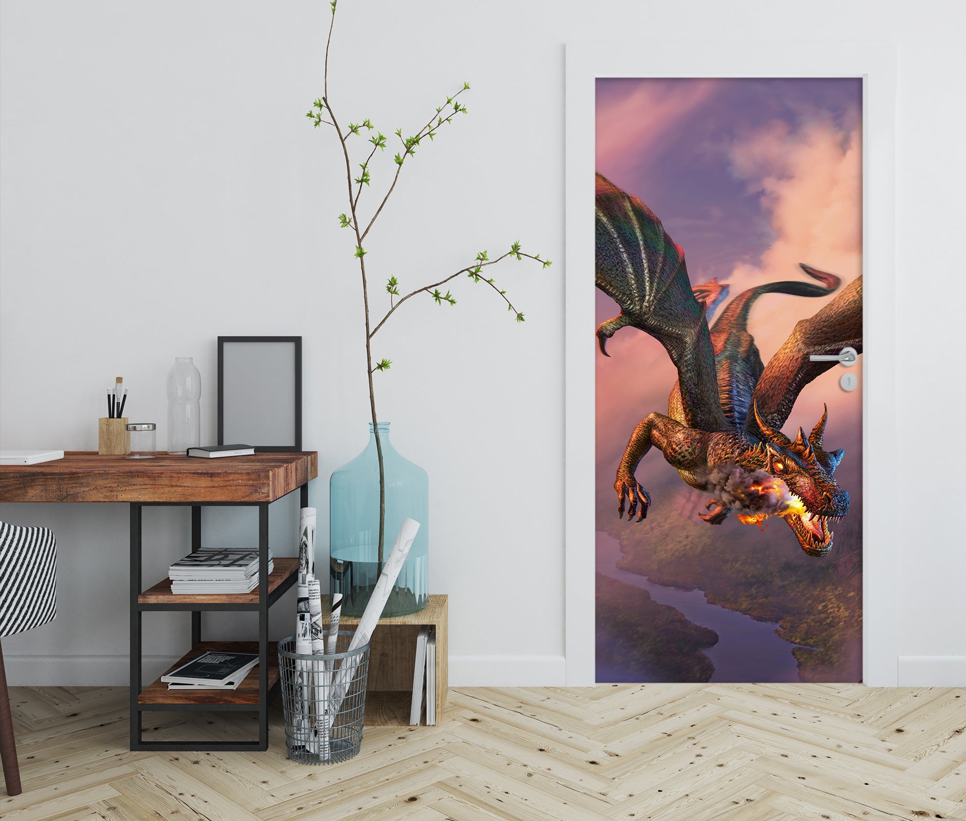 3D Flying Dragon 112132 Jerry LoFaro Door Mural