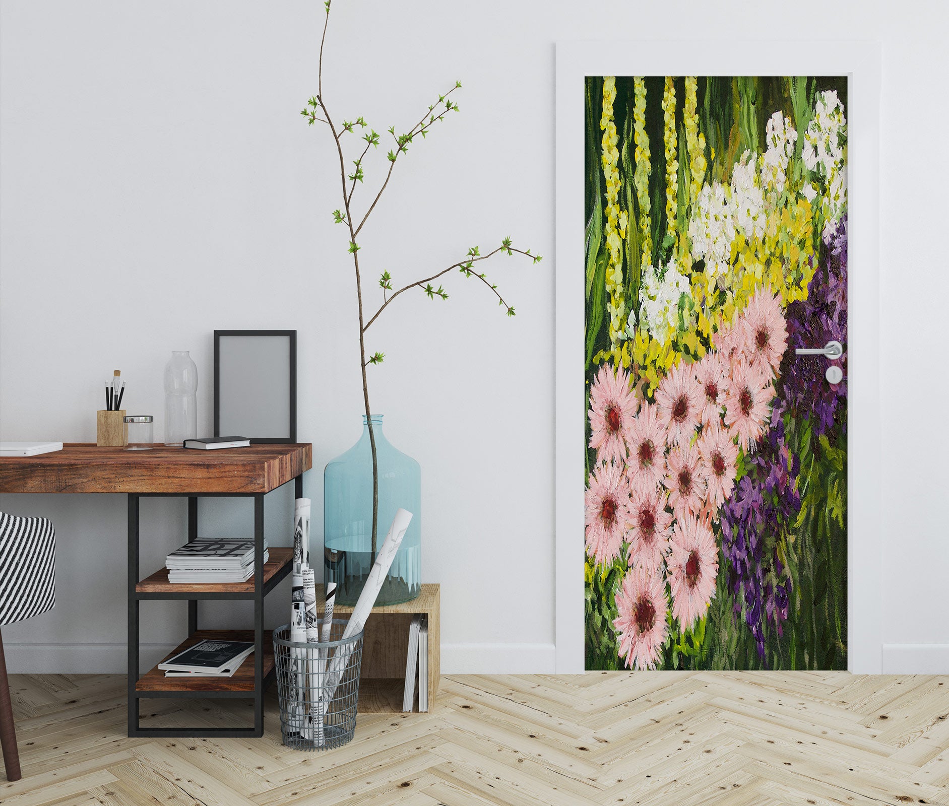 3D Pink Flower Bush 93142 Allan P. Friedlander Door Mural