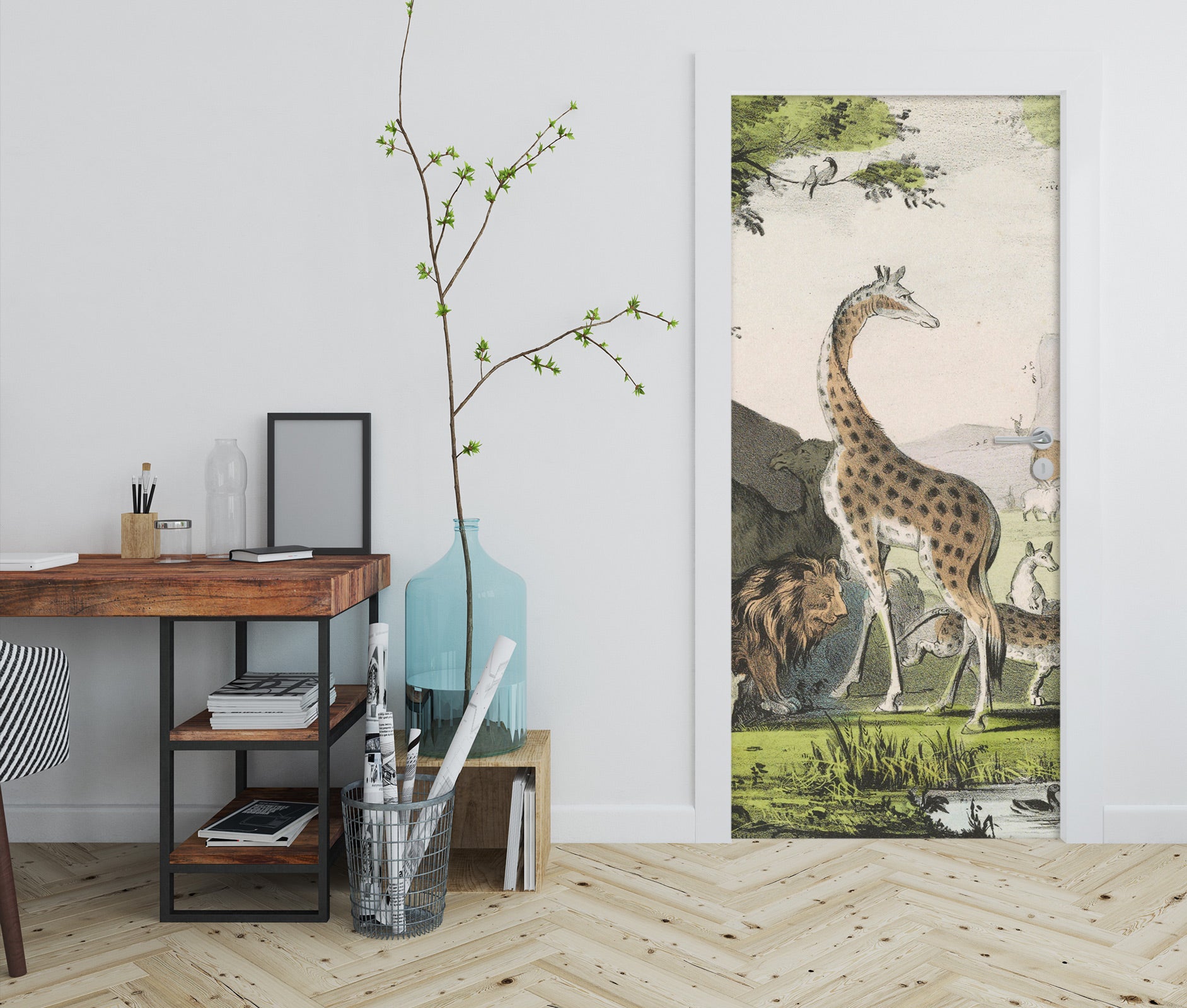 3D Trees Giraffe Animals 11880 Andrea Haase Door Mural