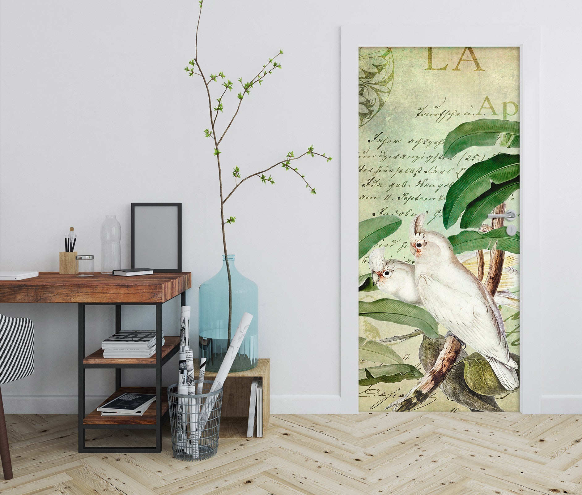3D White Parrot 11915 Andrea Haase Door Mural