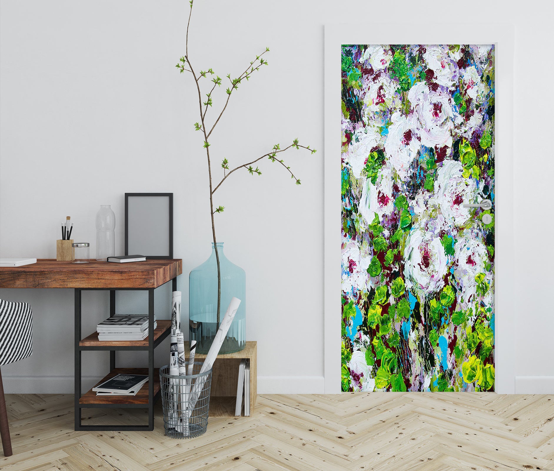 3D White Flower Garden 93171 Allan P. Friedlander Door Mural