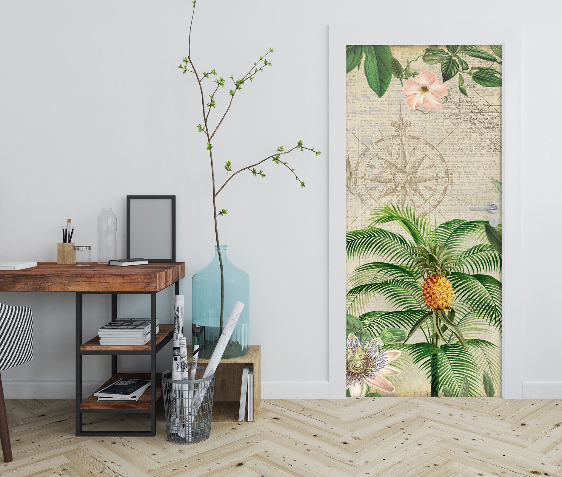 3D Flowers Leaves Pineapple 11957 Andrea Haase Door Mural