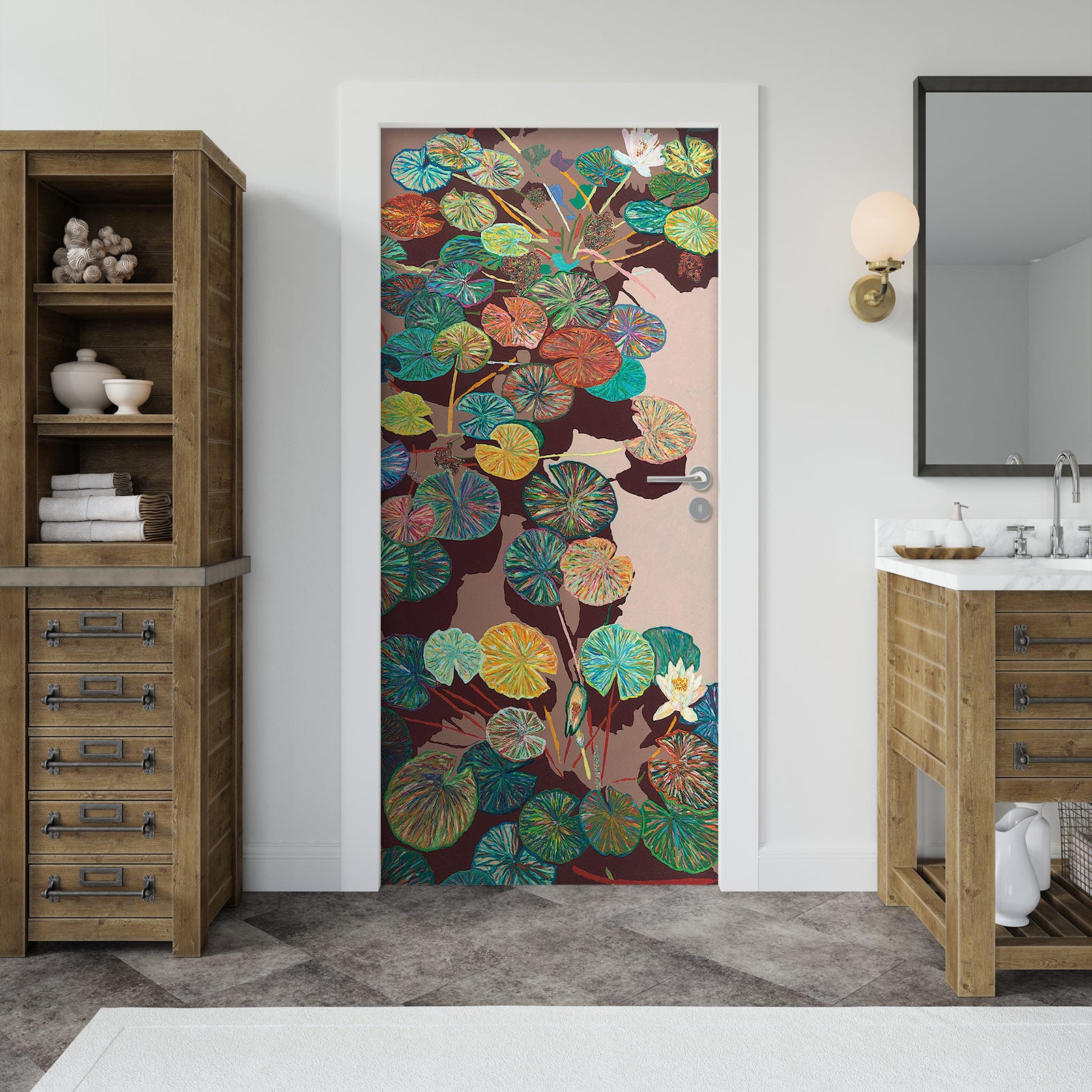3D Lotus Leaf Pond Pattern 93225 Allan P. Friedlander Door Mural