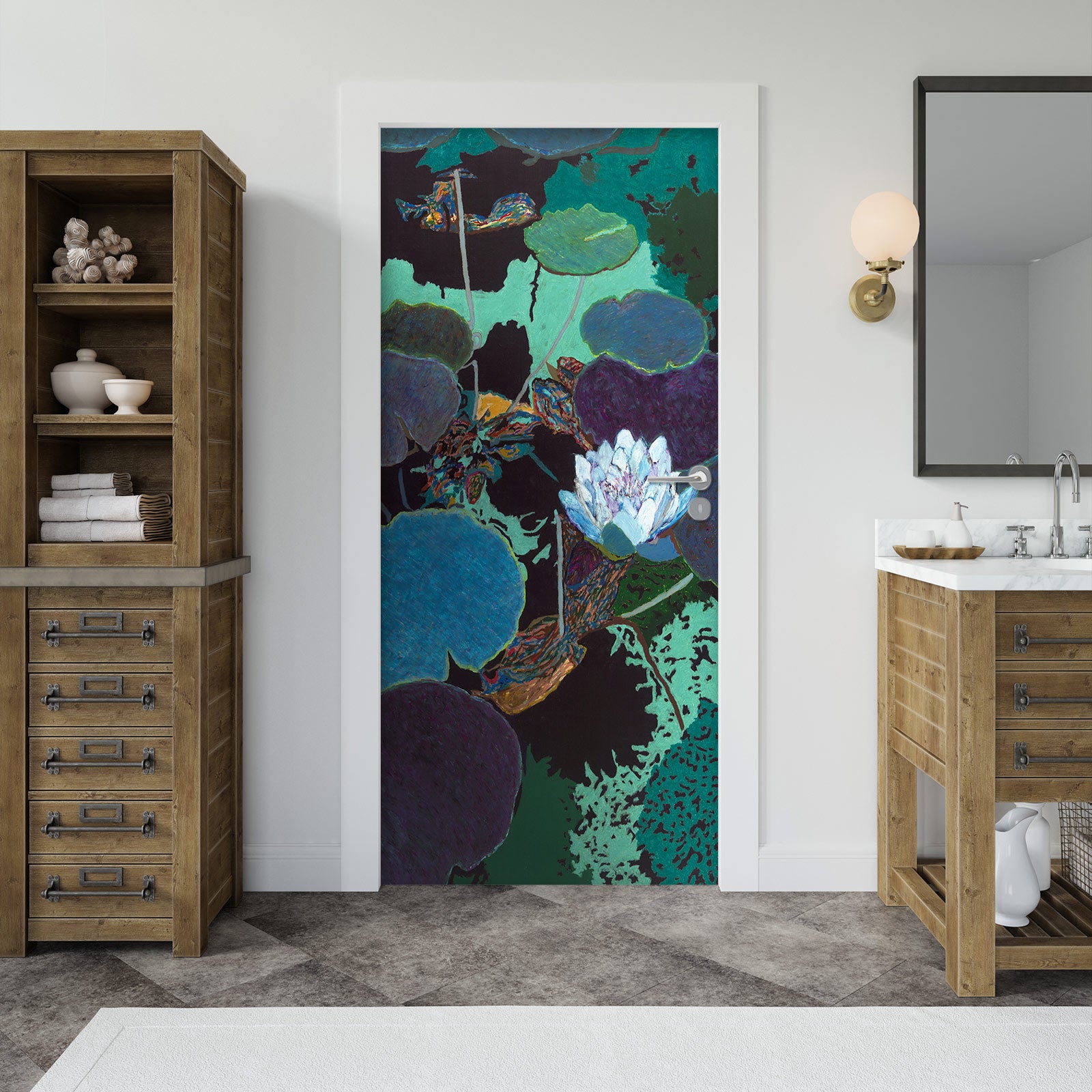 3D White Lotus Leaf 93155 Allan P. Friedlander Door Mural