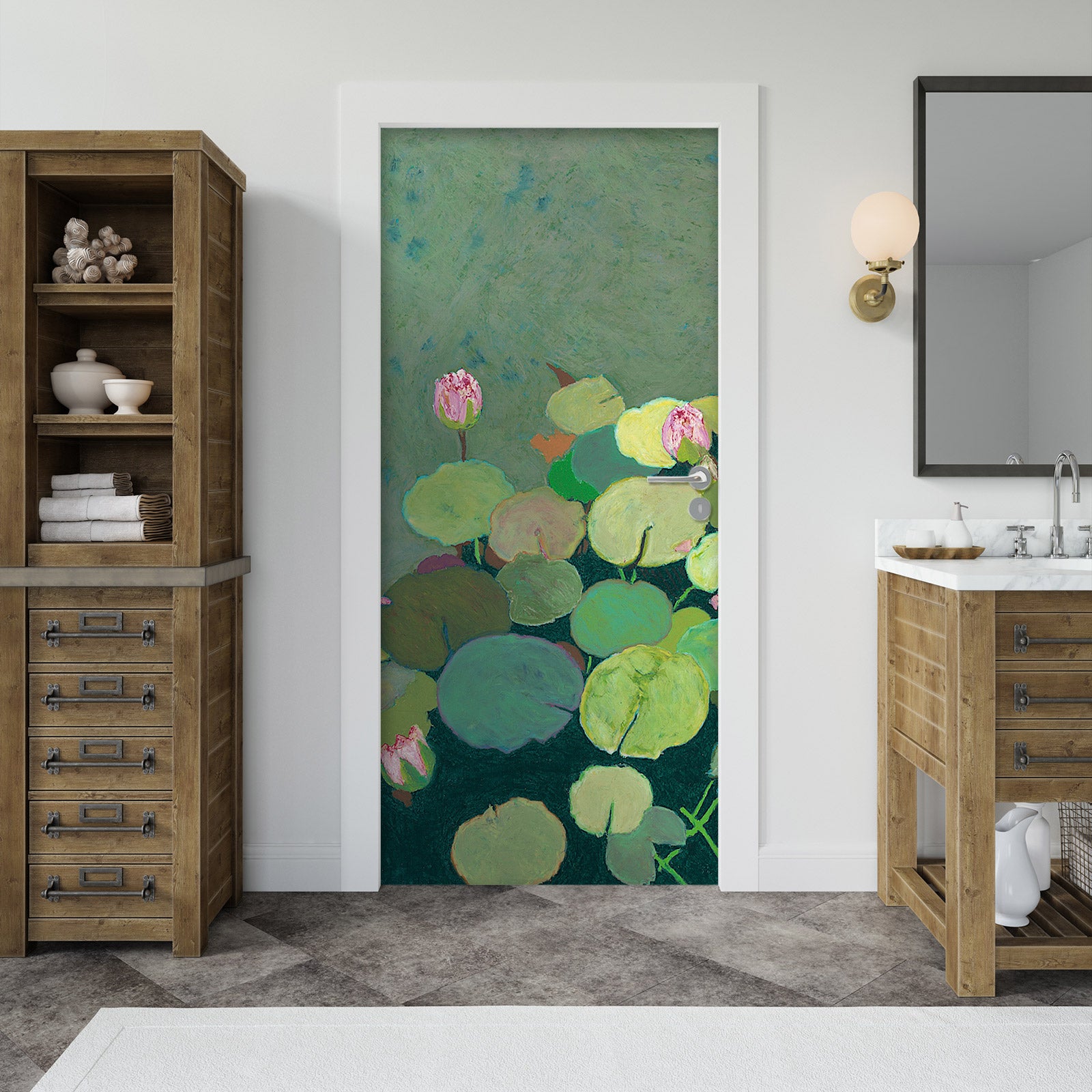 3D Pink Lotus Leaf 93220 Allan P. Friedlander Door Mural