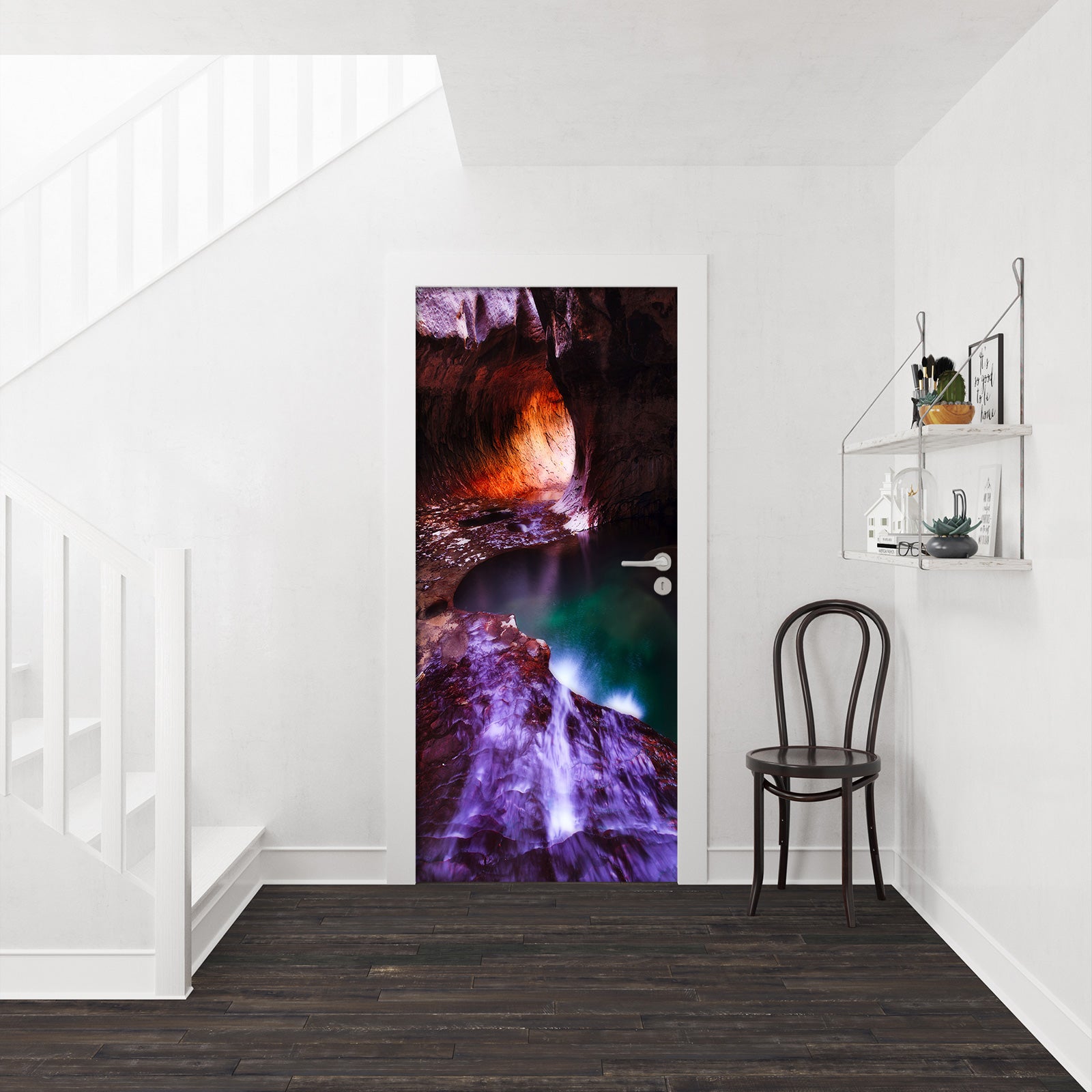 3D Purple Stone Cave 028 Door Mural