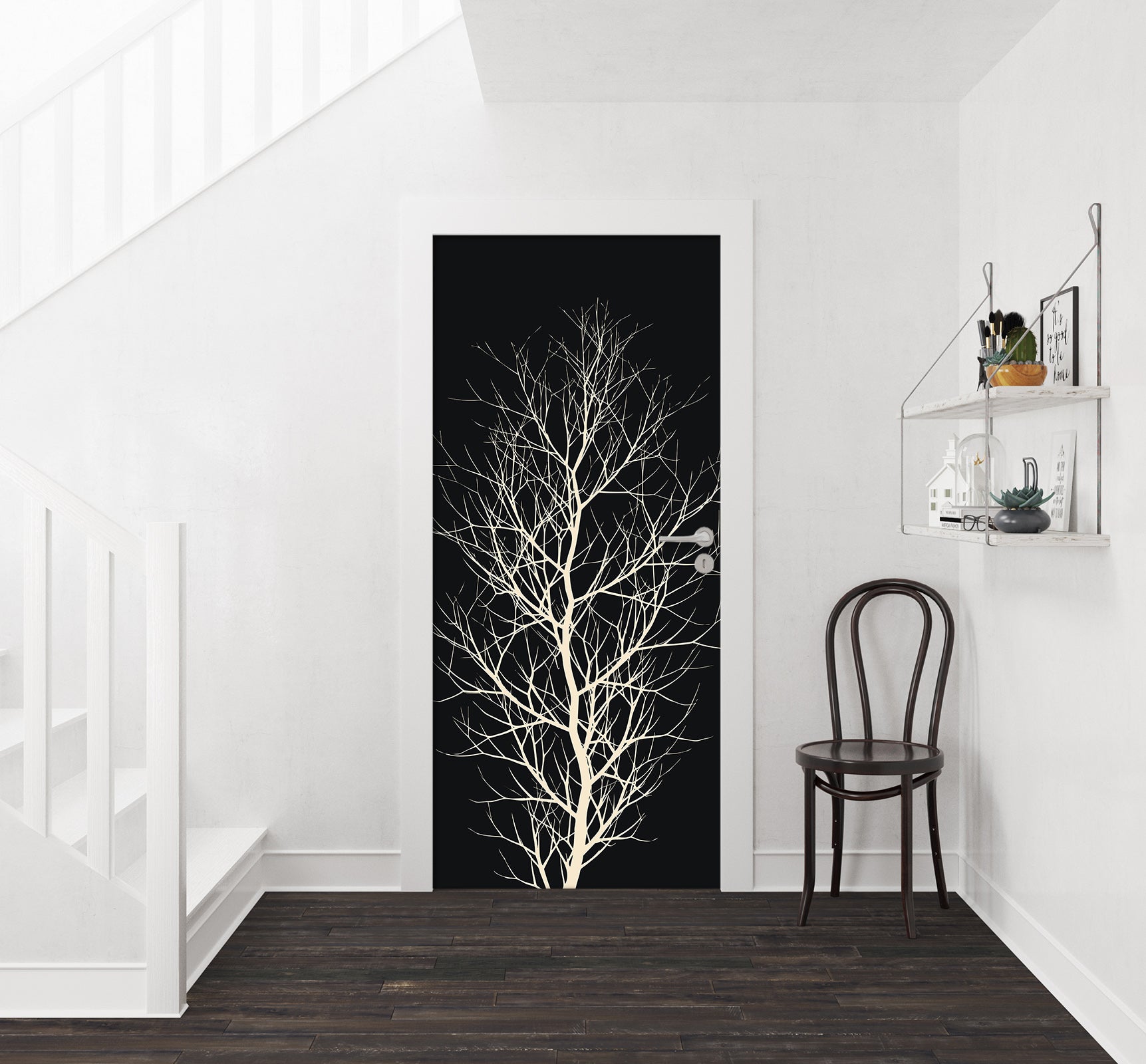 3D Black White Dead Tree 10153 Boris Draschoff Door Mural