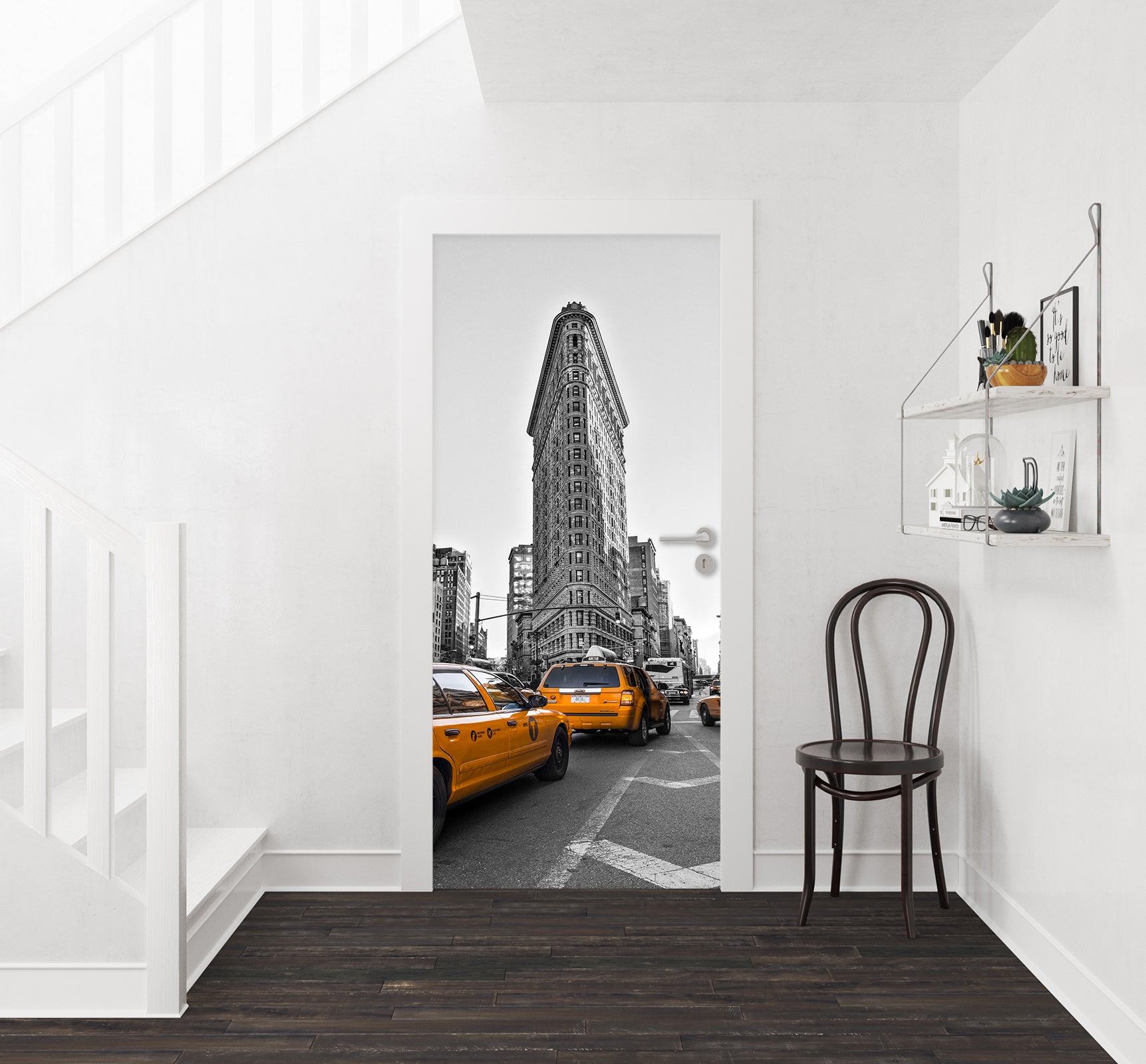 3D Gray Building Yellow Car 101146 Assaf Frank Door Mural