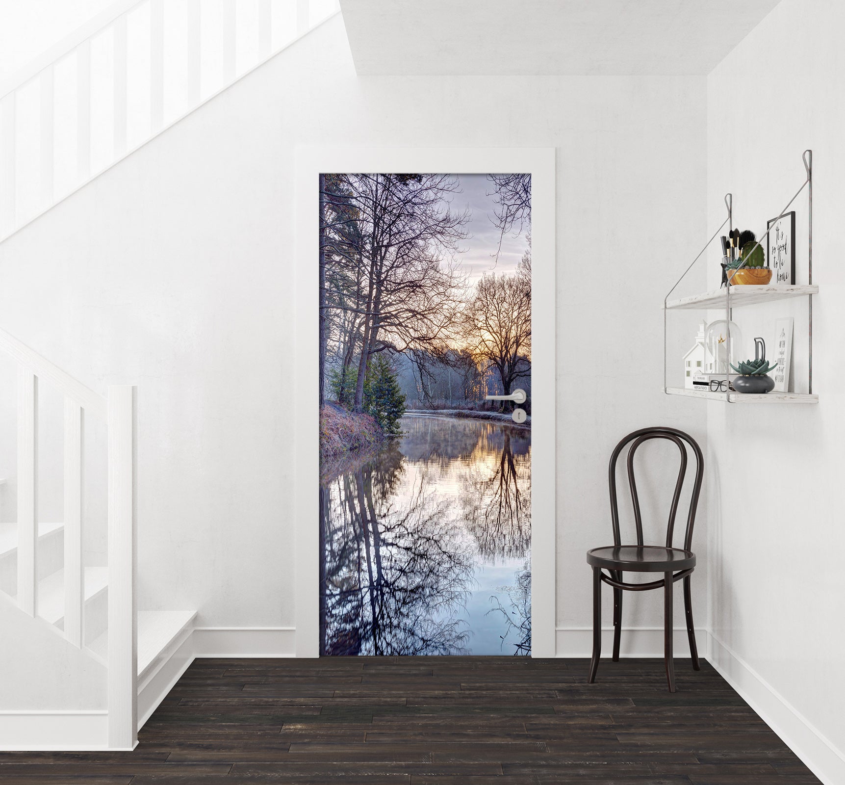 3D Riverside Trees Shadow 10734 Assaf Frank Door Mural