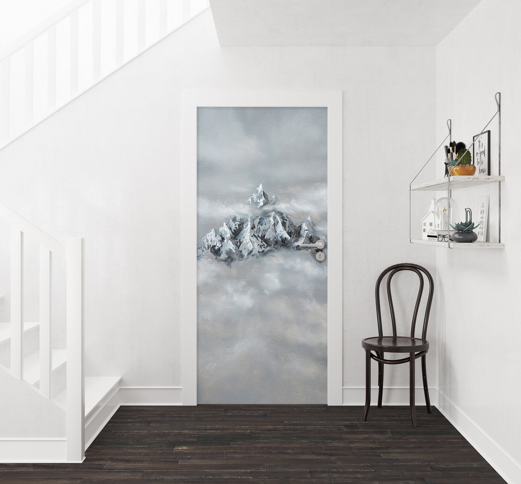 3D Mountain Peak Fog 9444 Marina Zotova Door Mural