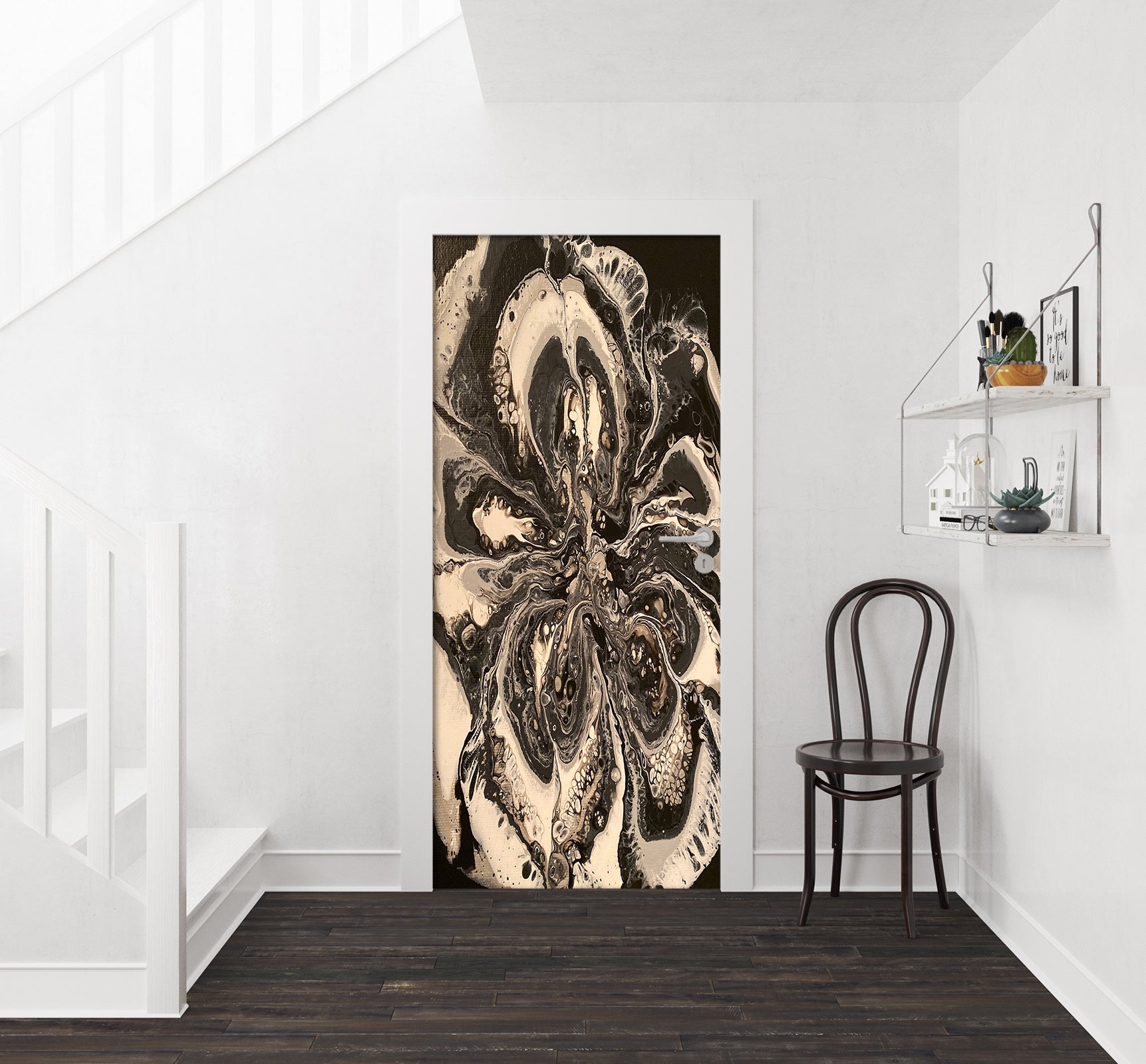 3D Black Ink Pattern 9203 Valerie Latrice Door Mural