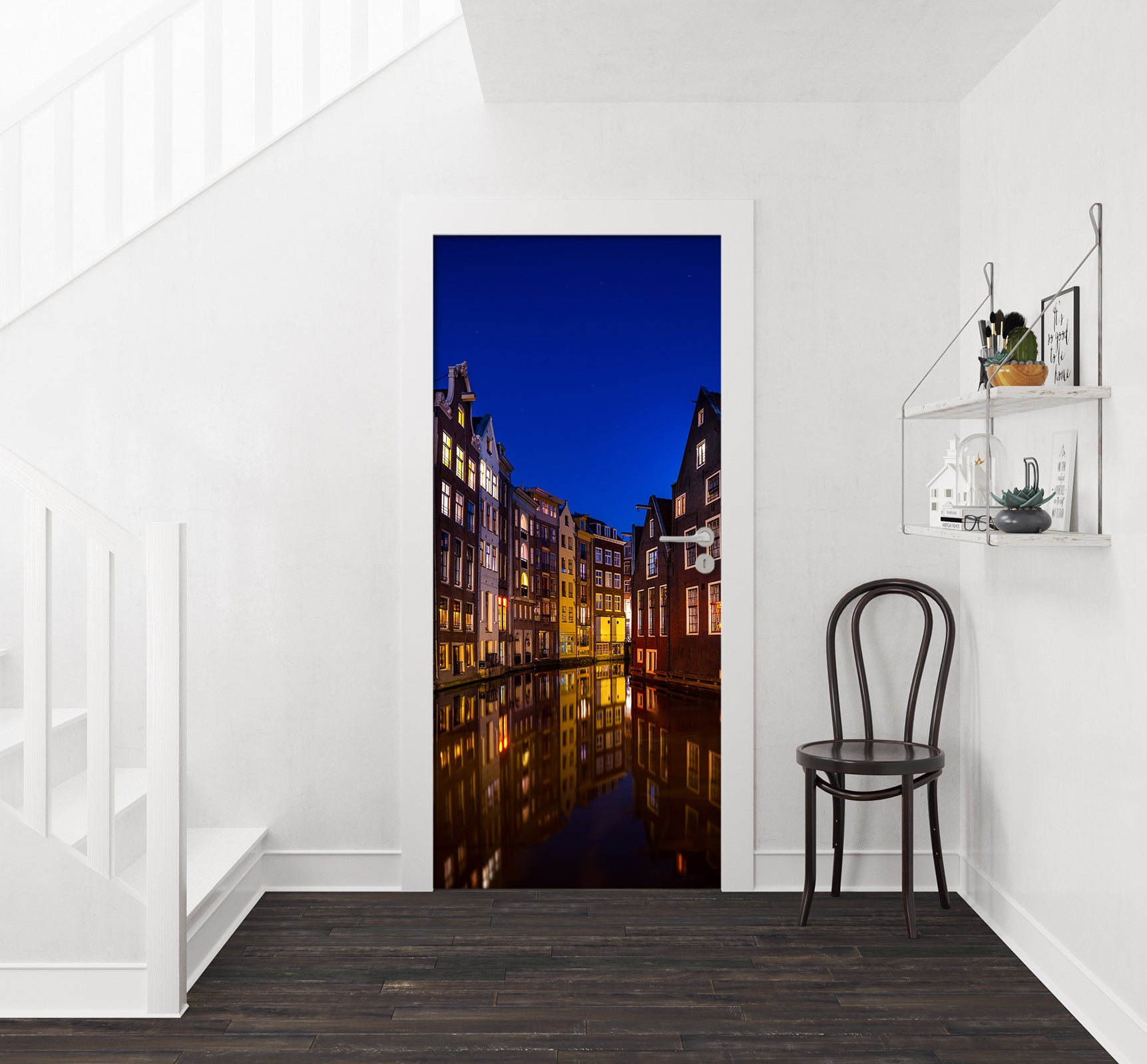 3D Night River Building 11404 Marco Carmassi Door Mural