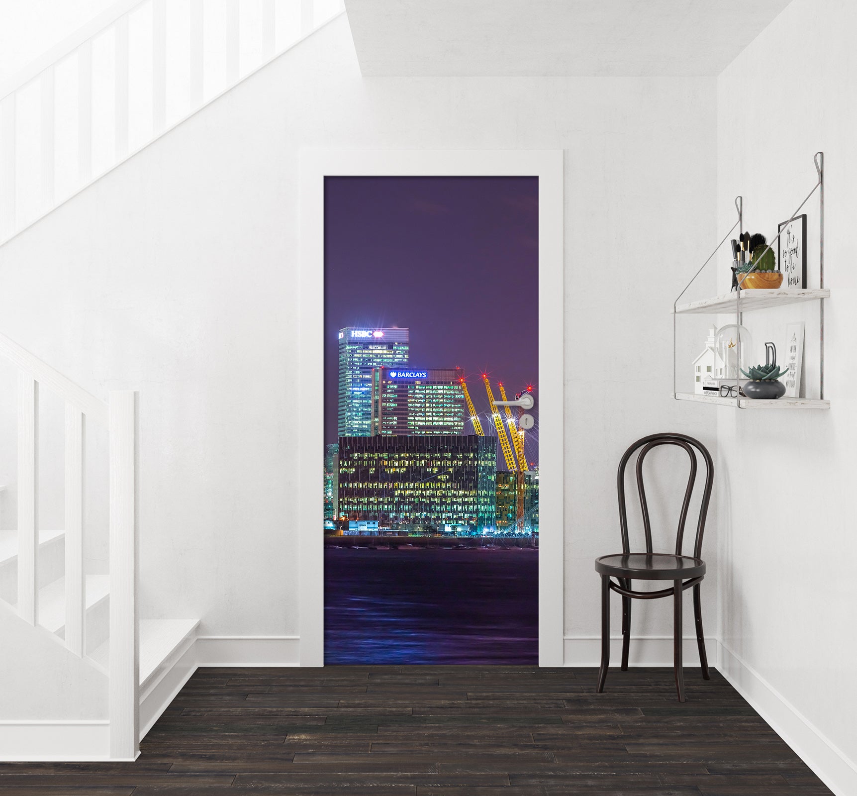 3D Building Color Lights Night 106152 Assaf Frank Door Mural