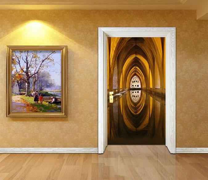 3D gooden corridor door mural Wallpaper AJ Wallpaper 