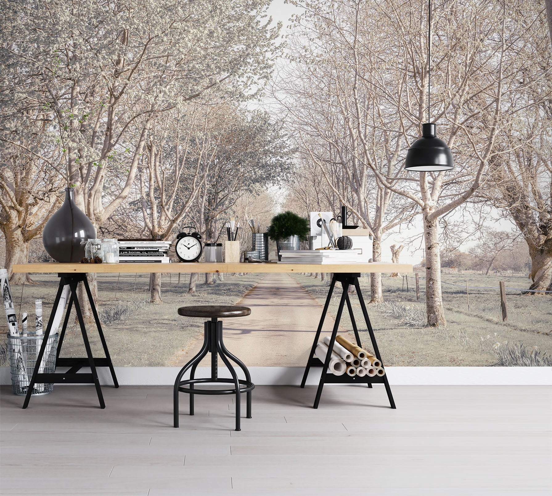 3D White Trees 6173 Assaf Frank Wall Mural Wall Murals