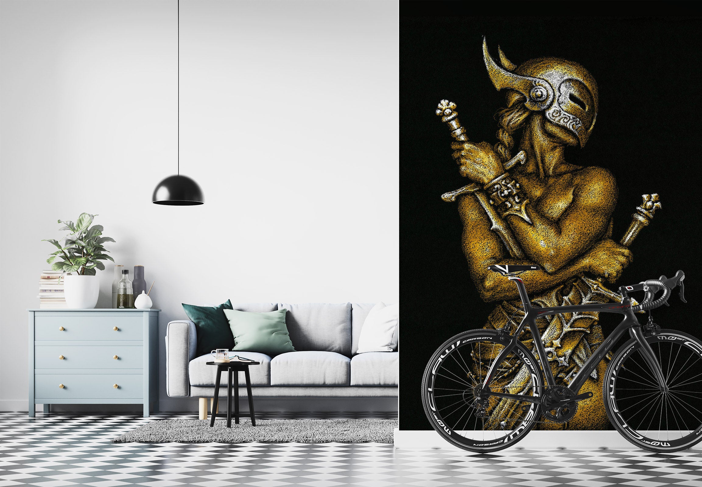 3D Sword Mask Man 7129 Ciruelo Wall Mural Wall Murals