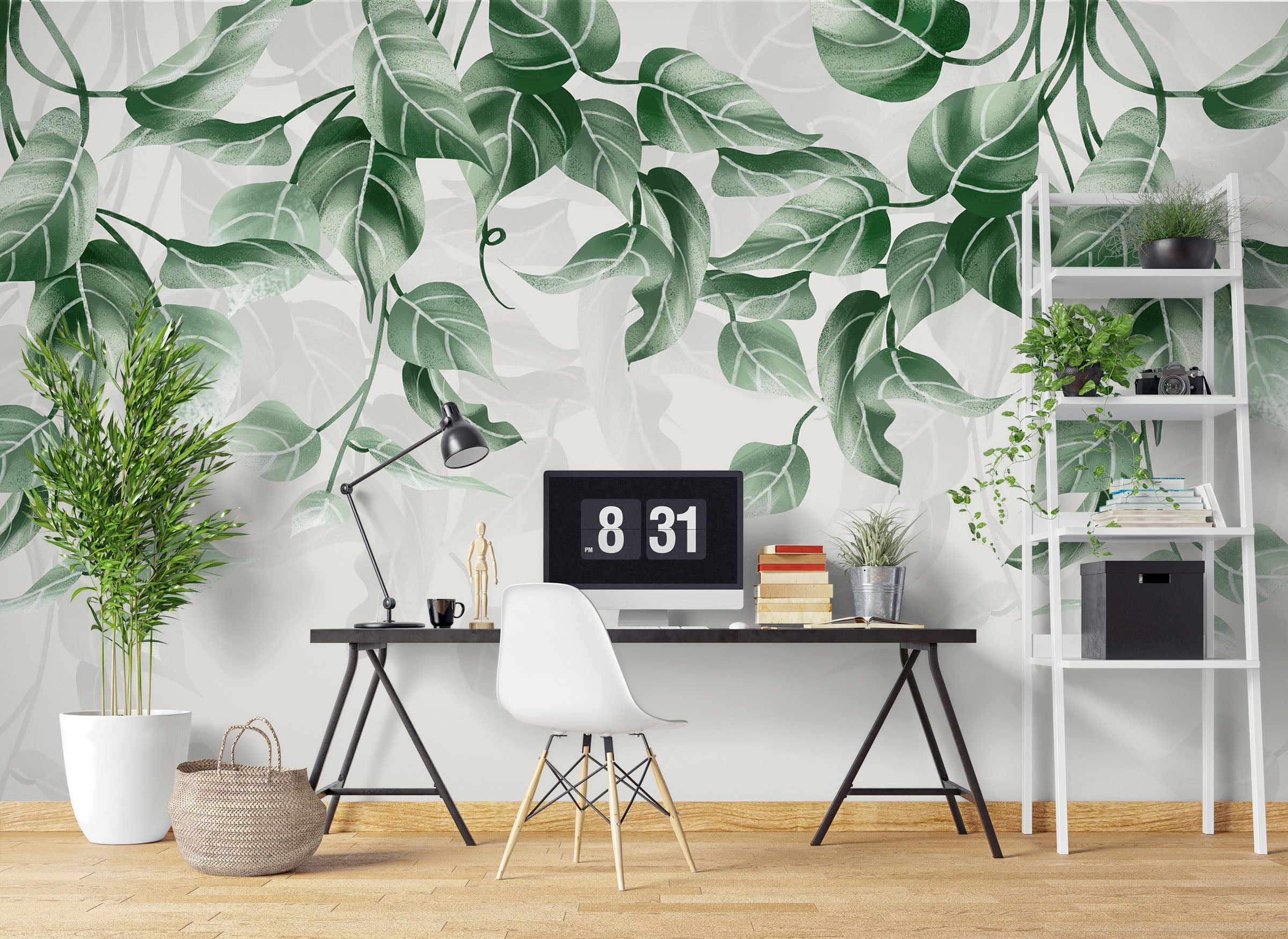 3D Hand Drawn Leaves 1079 Wall Murals