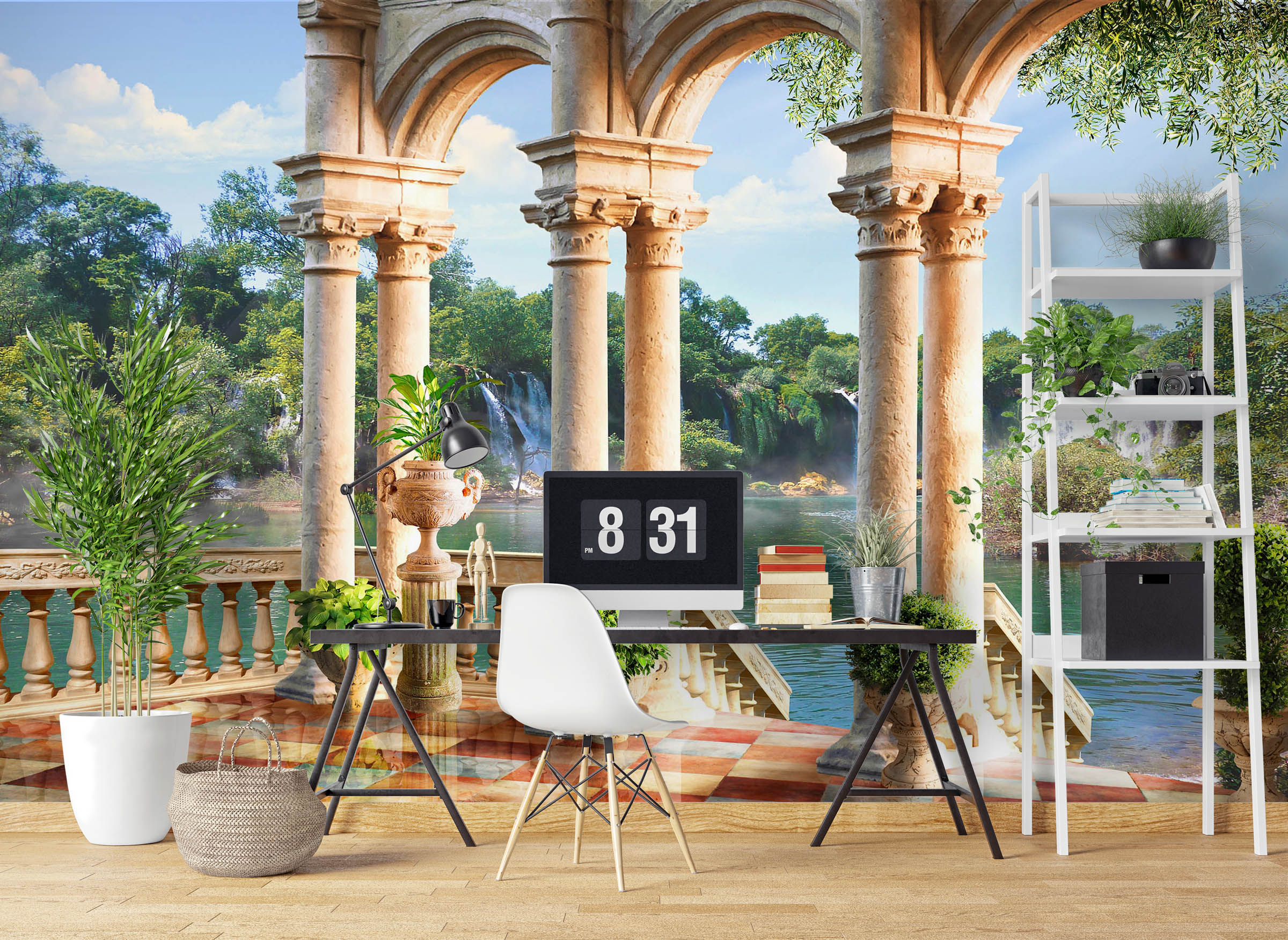 3D Balcony Waterfall 1034 Wall Murals