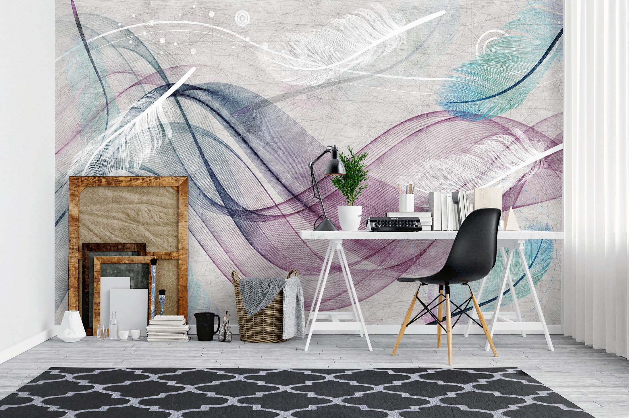 3D White Feather 1052 Wall Murals