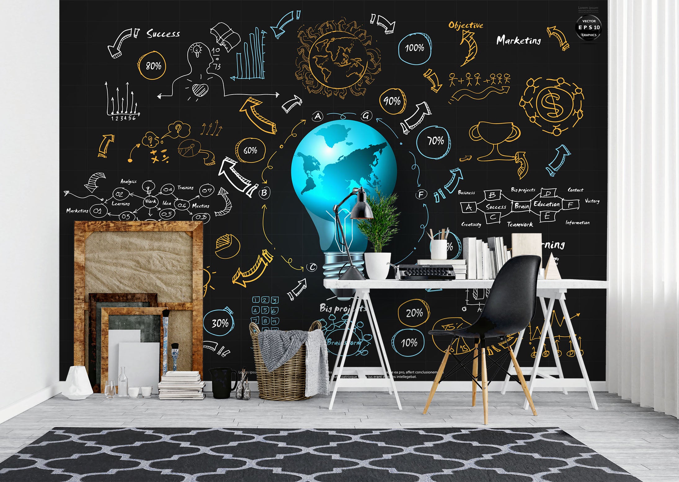 3D Blue Light Bulb 1093 Wall Murals