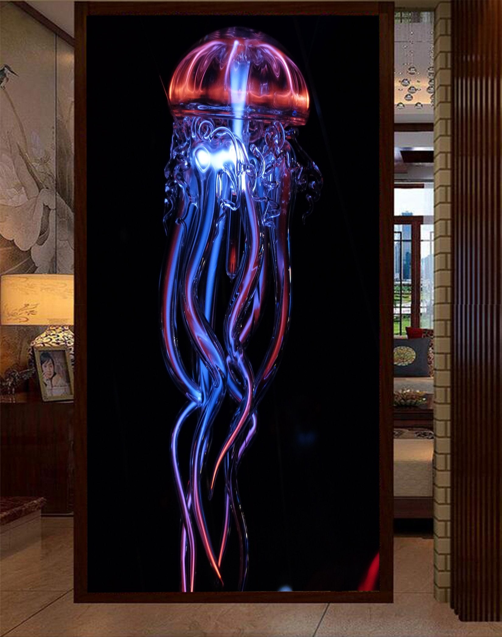 3D Red Jellyfish Swimming 014 Wallpaper AJ Wallpaper 