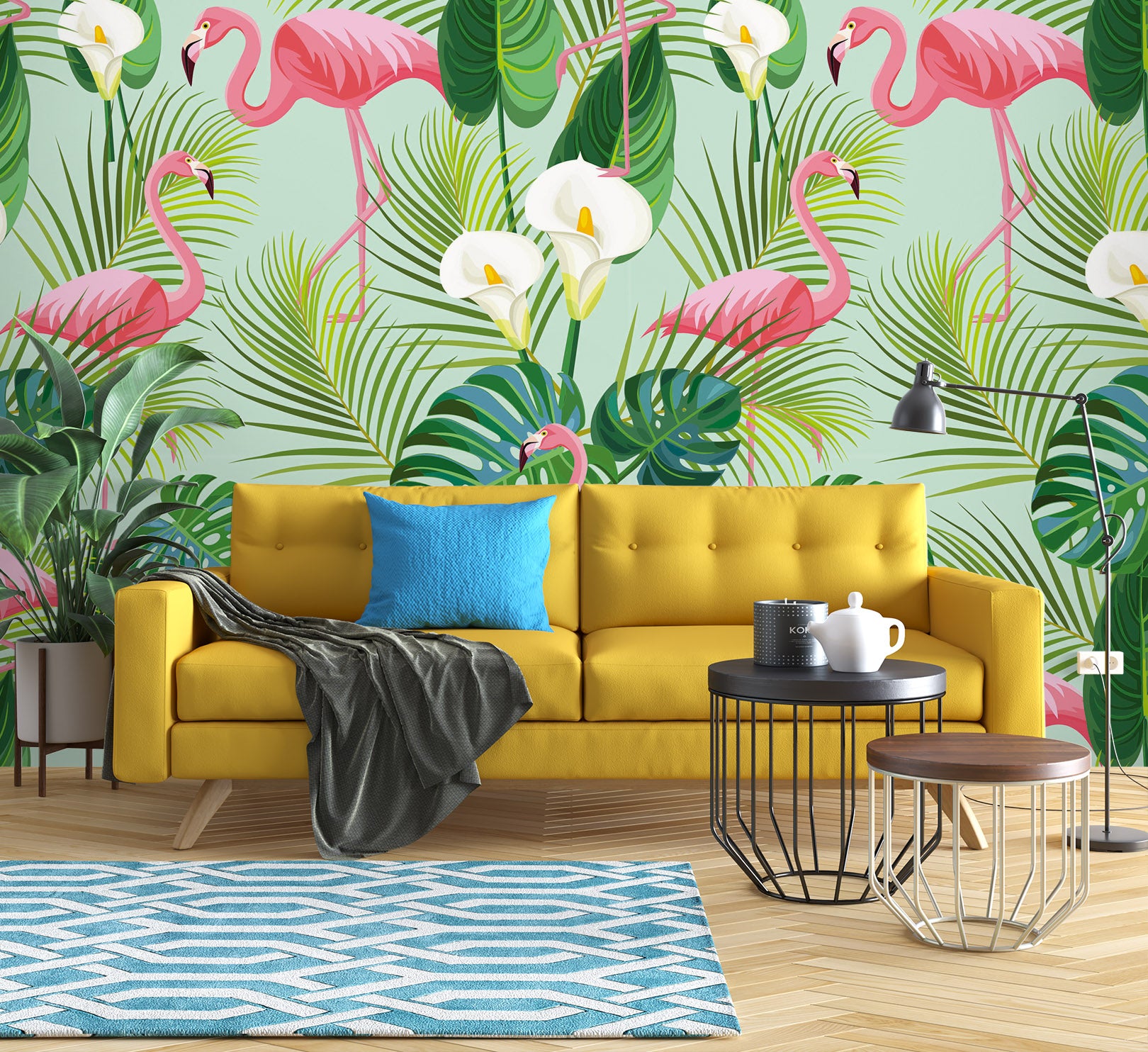 3D Leaves  Flamingo 57213 Wall Murals