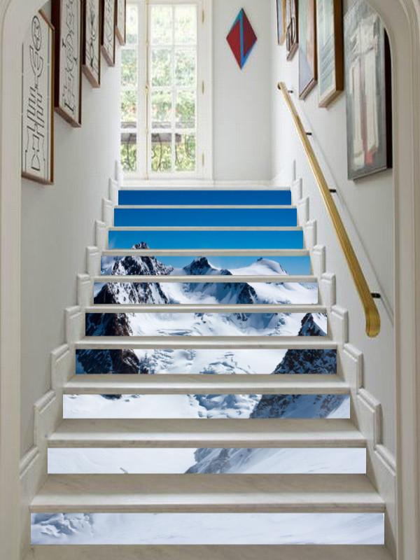 3D Snow-capped Mountains 506 Stair Risers Wallpaper AJ Wallpaper 