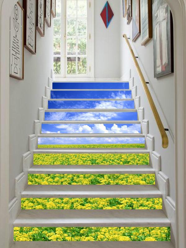 3D Endless Flowers Field 507 Stair Risers Wallpaper AJ Wallpaper 
