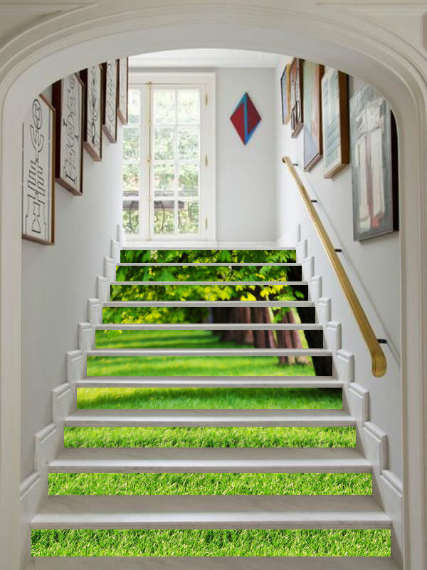 3D Clean Green Lawn 167 Stair Risers
