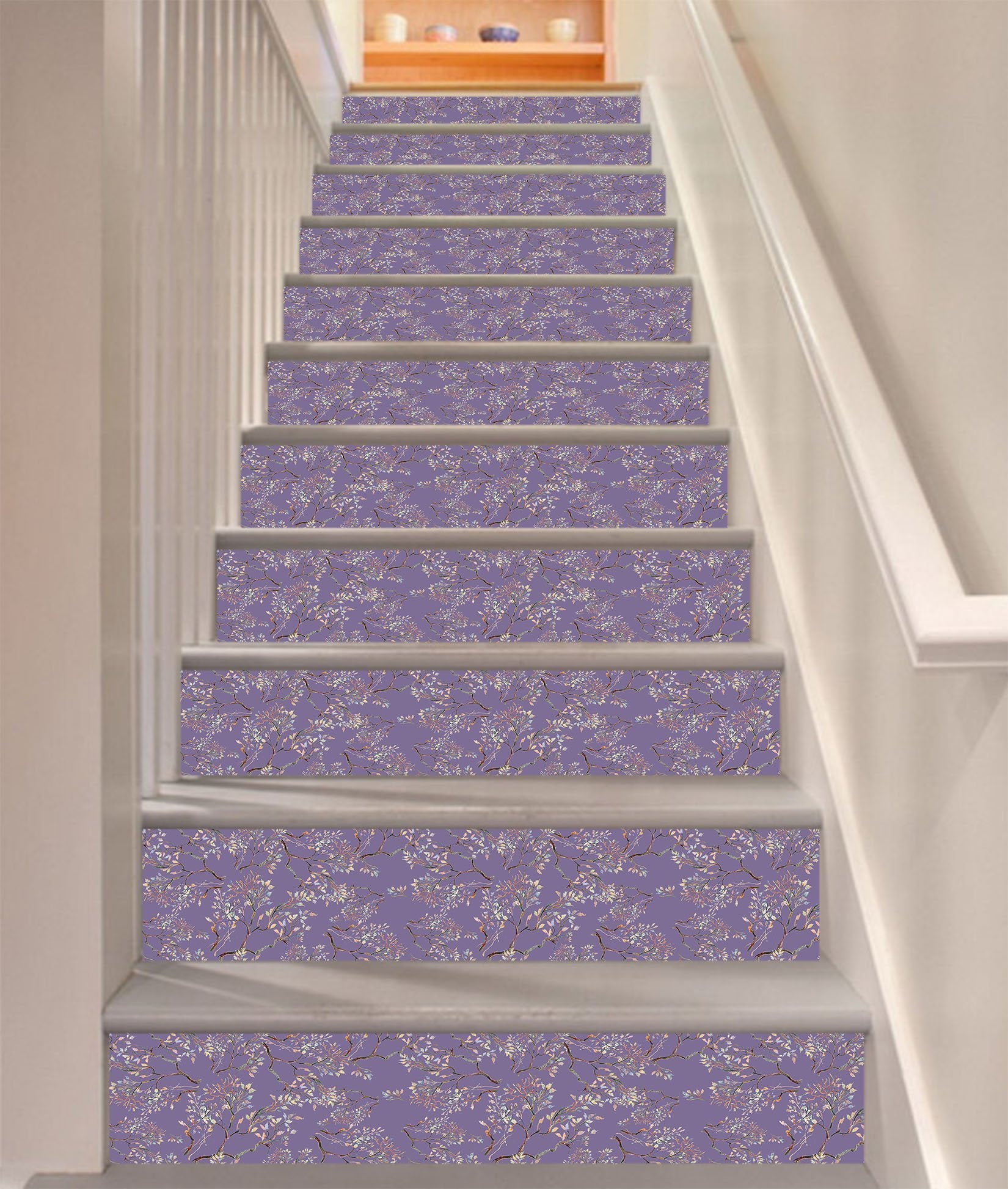 3D Purple Twig 615 Marble Tile Texture Stair Risers Wallpaper AJ Wallpaper 