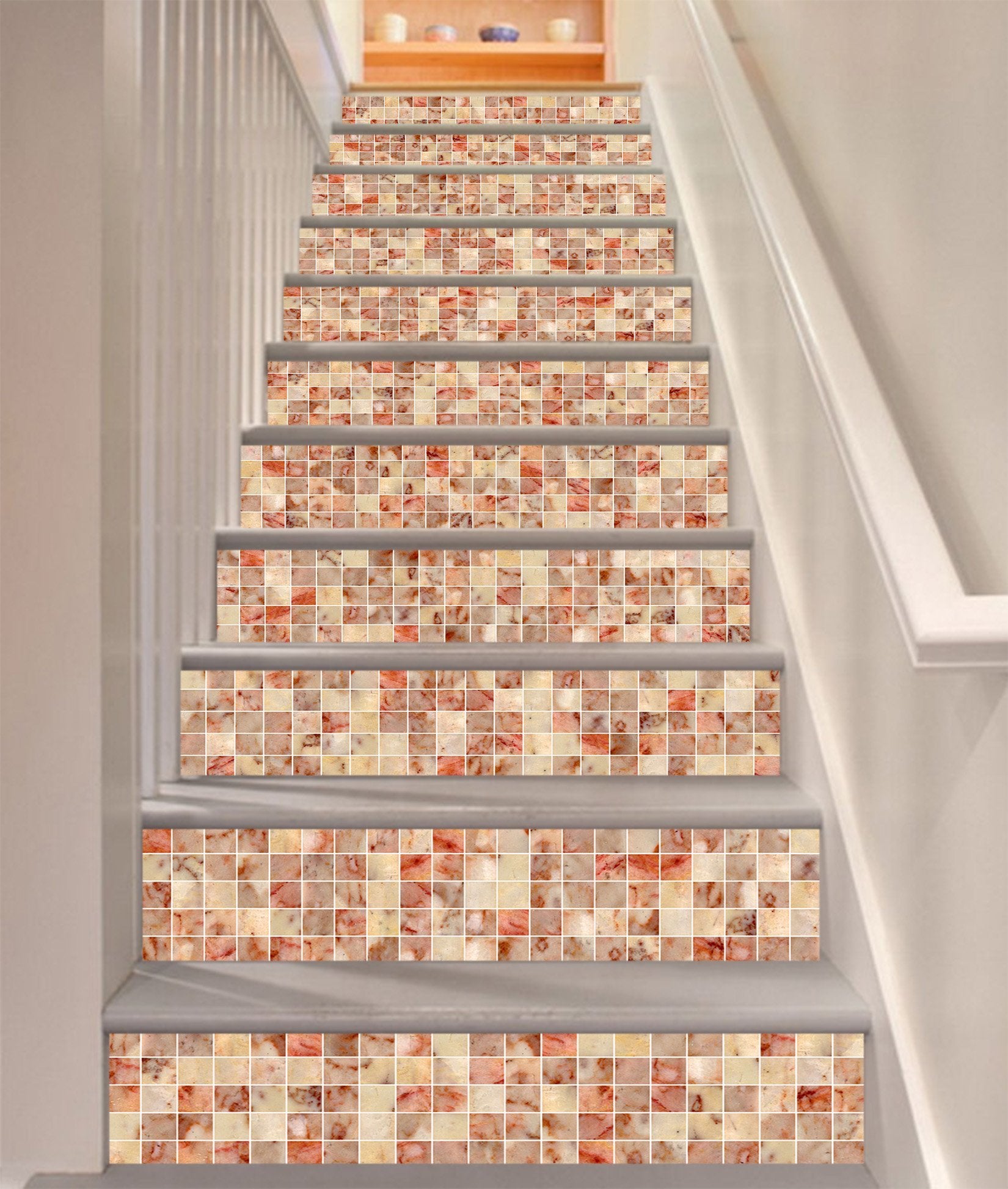 3D Red Mosaic 468 Stair Risers Wallpaper AJ Wallpaper 