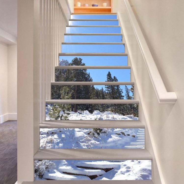 3D Accumulated Snow 695 Stair Risers Wallpaper AJ Wallpaper 