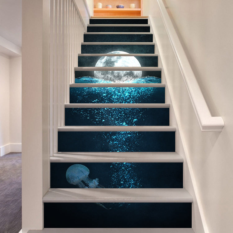 3D Galaxy Moon 107 Stair Risers