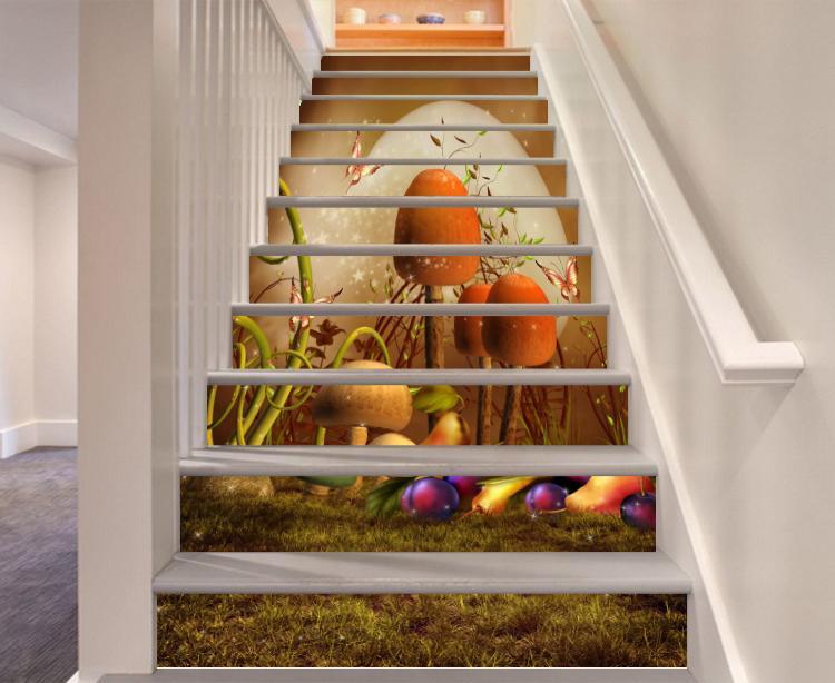 3D Mushroom 762 Stair Risers Wallpaper AJ Wallpaper 