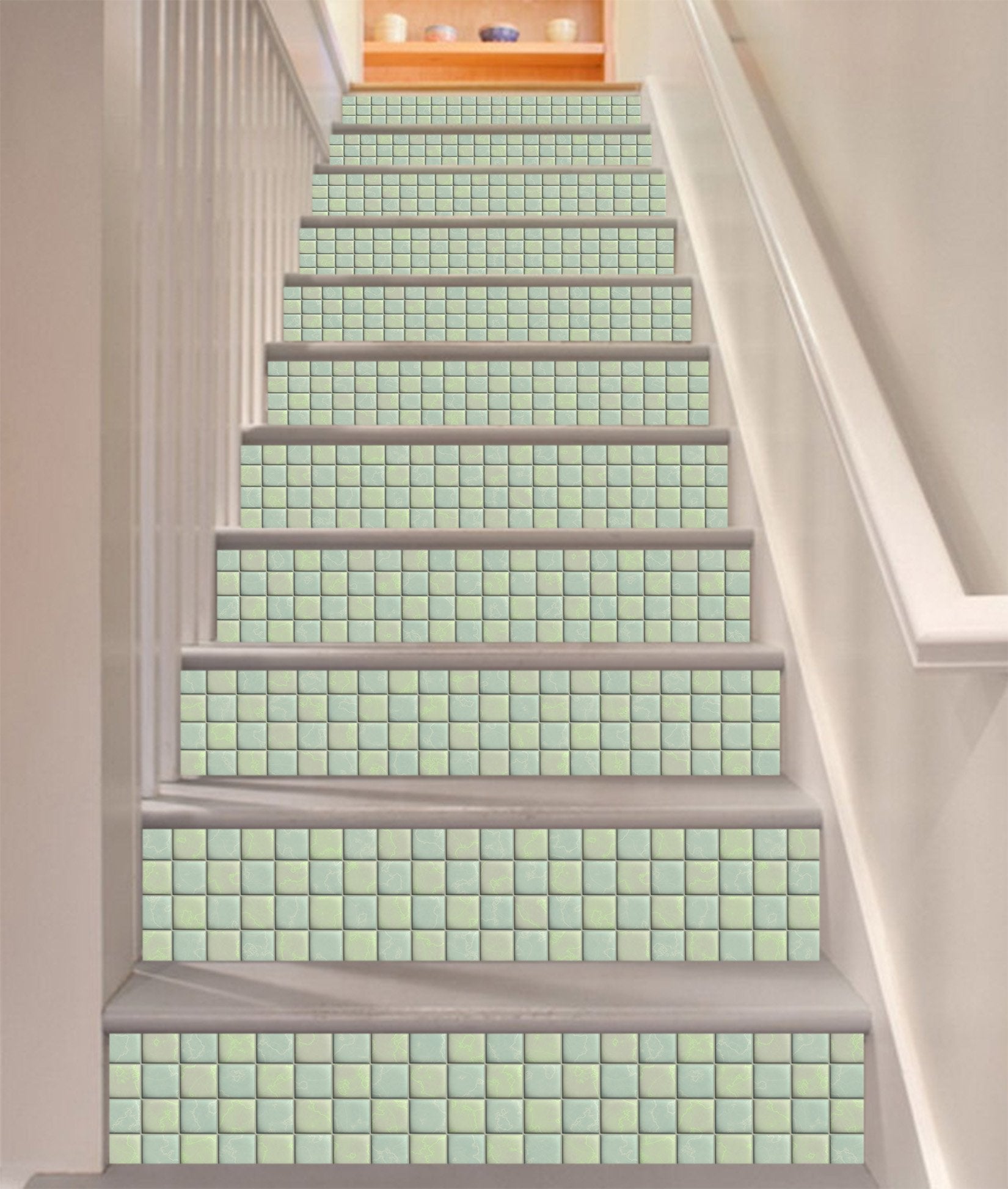 3D Square Mosaic 363 Marble Tile Texture Stair Risers Wallpaper AJ Wallpaper 