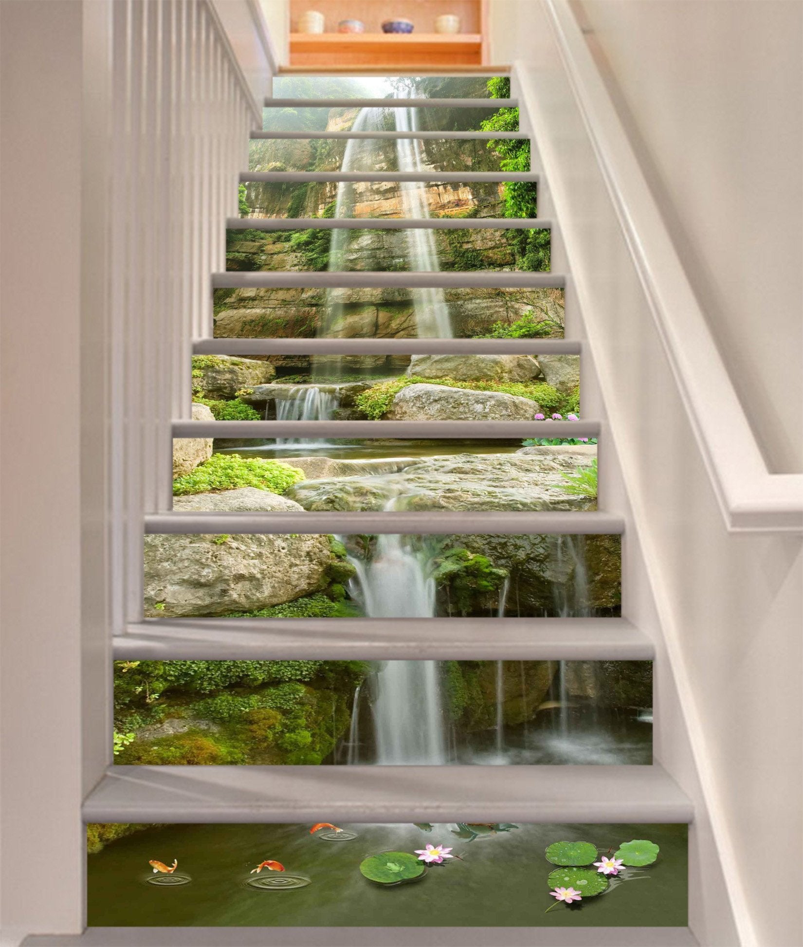 3D Jumping Waterfall 1348 Stair Risers Wallpaper AJ Wallpaper 