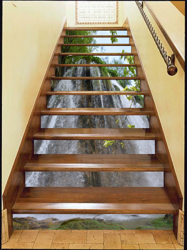 3D Mountain Waterfall 110 Stair Risers