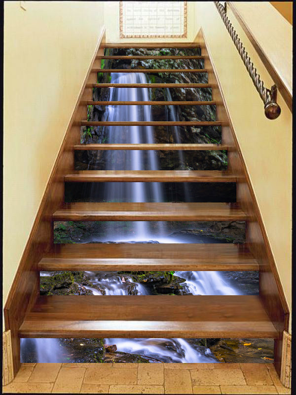 3D Straight Waterfall 090 Stair Risers