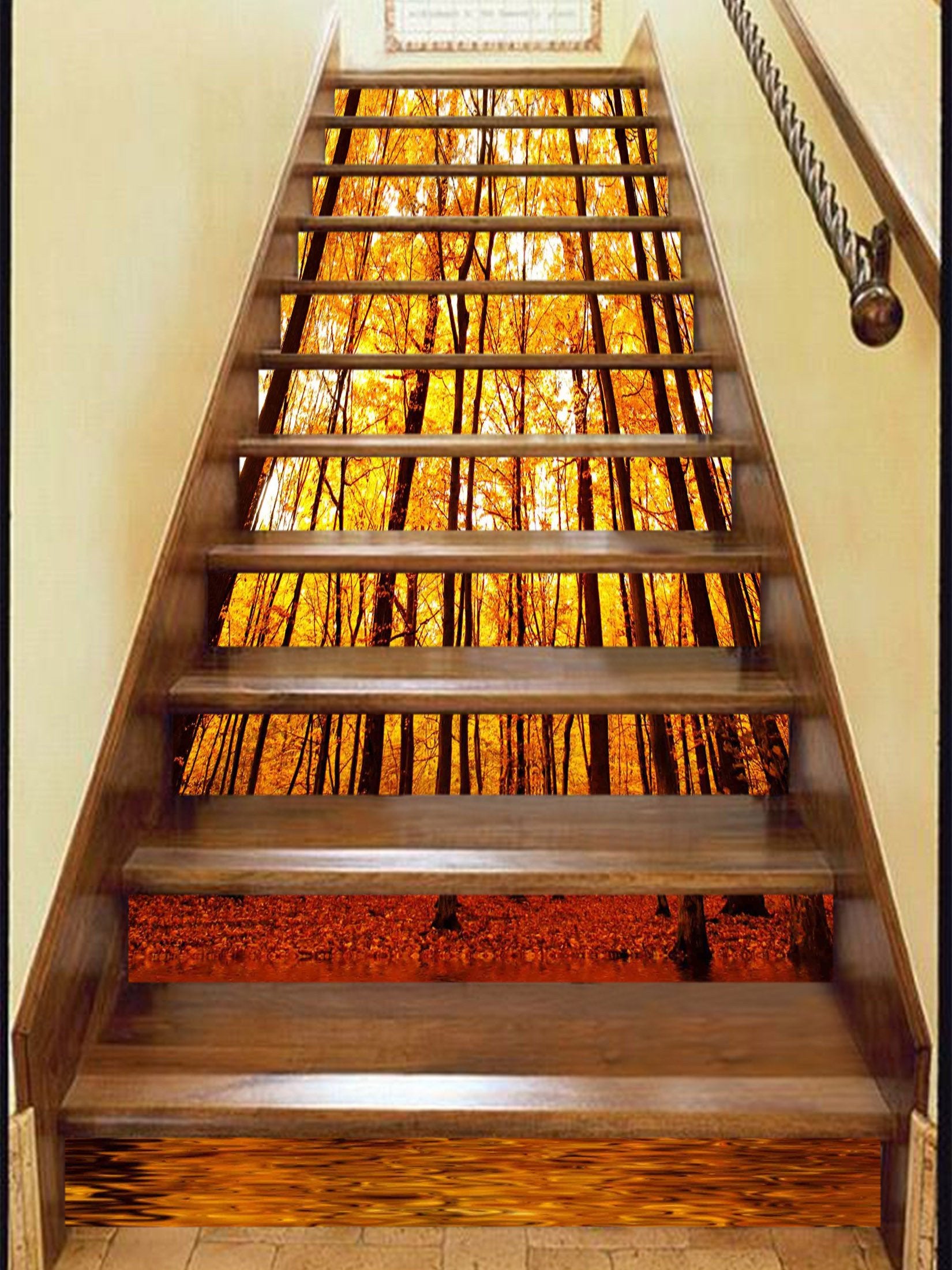 3D Autumn Forest 1022 Stair Risers Wallpaper AJ Wallpaper 