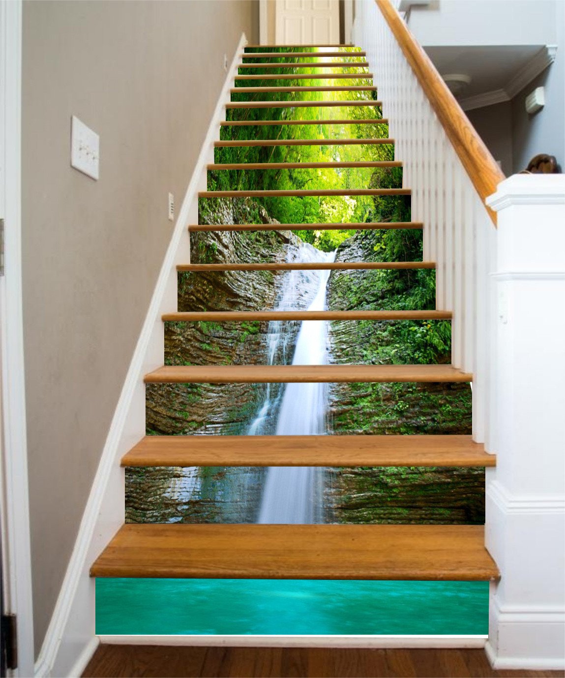 3D Falling Stream 410 Stair Risers Wallpaper AJ Wallpaper 