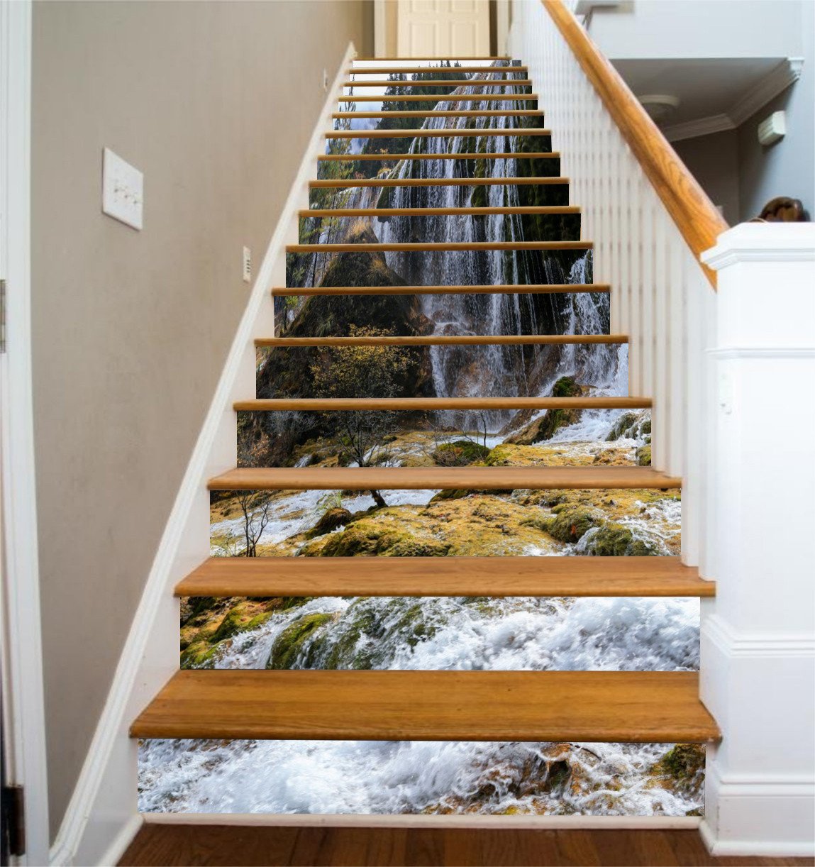 3D Pretty Waterfall 95 Stair Risers Wallpaper AJ Wallpaper 