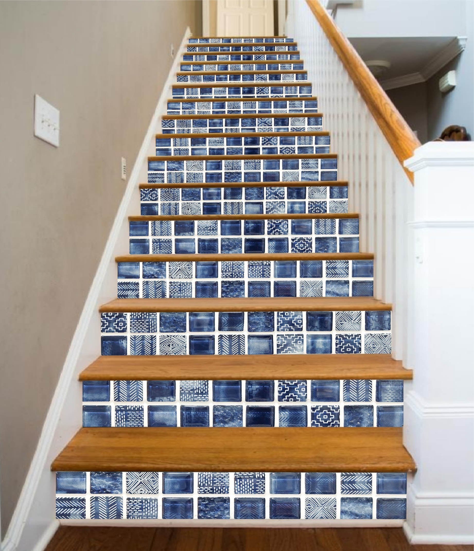 3D Blue Crystal 559 Marble Tile Texture Stair Risers Wallpaper AJ Wallpaper 