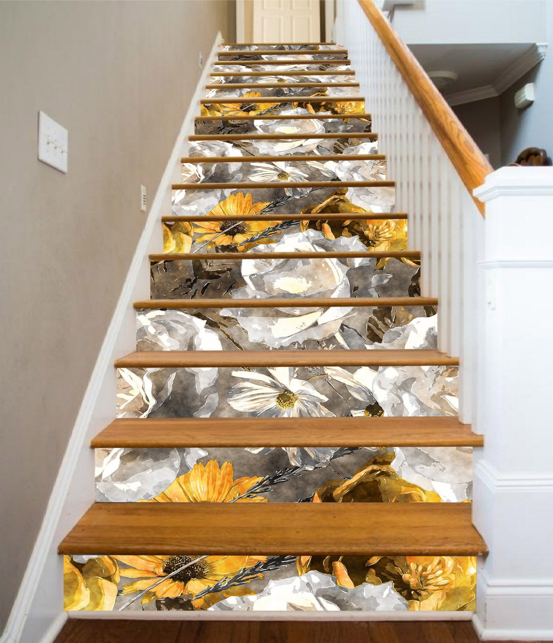 3D Flowers 4263 Stair Risers Wallpaper AJ Wallpaper 