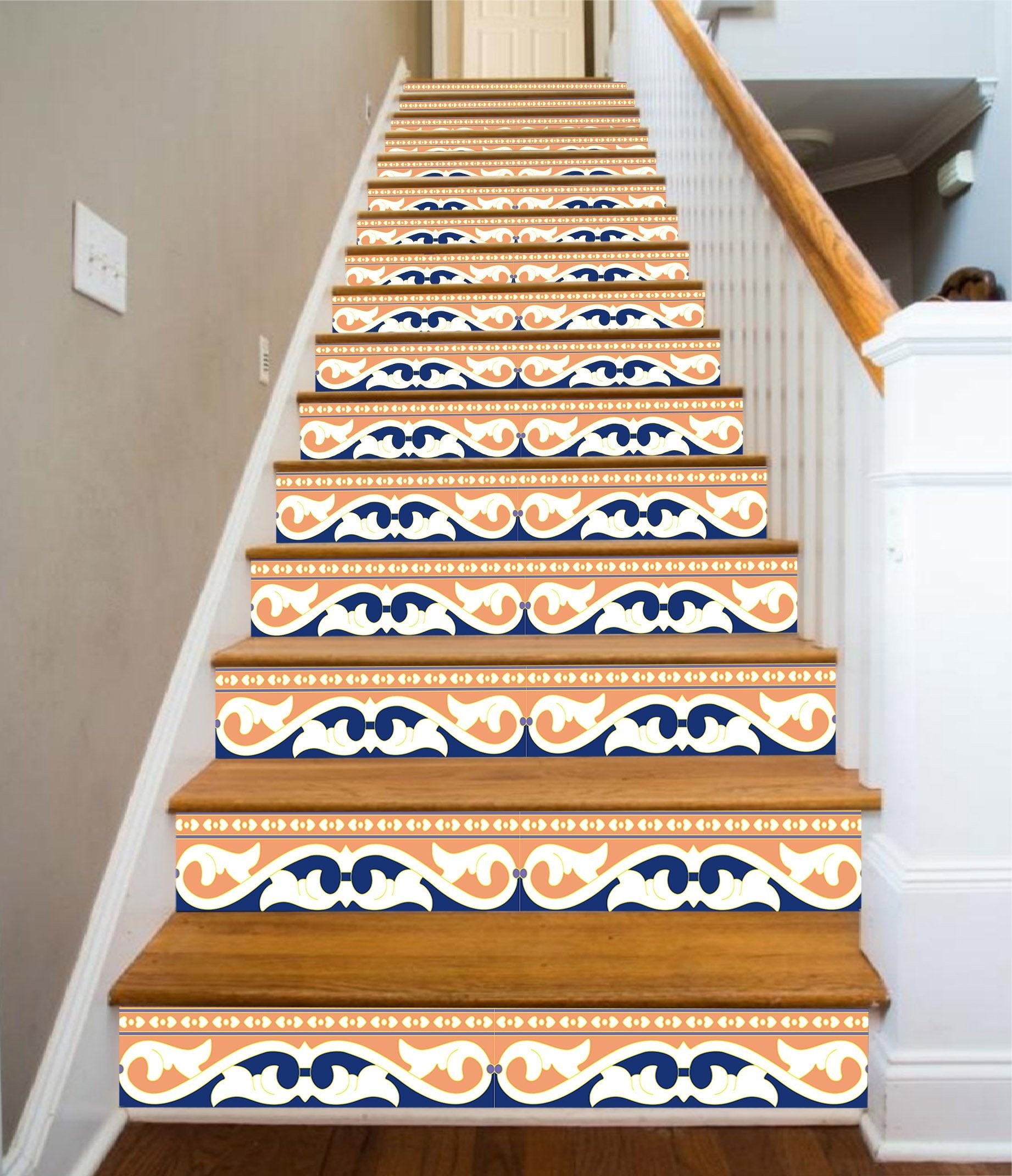 3D Reto Pattern 342 Stair Risers Wallpaper AJ Wallpaper 