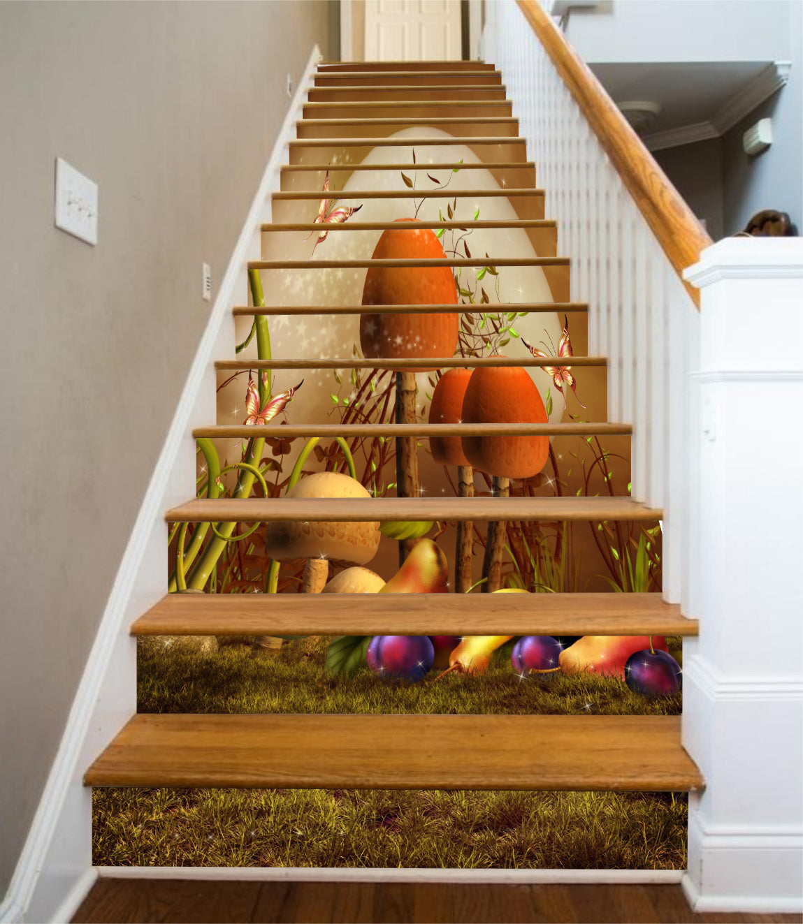 3D Fairy Tale Mushroom World 147 Stair Risers
