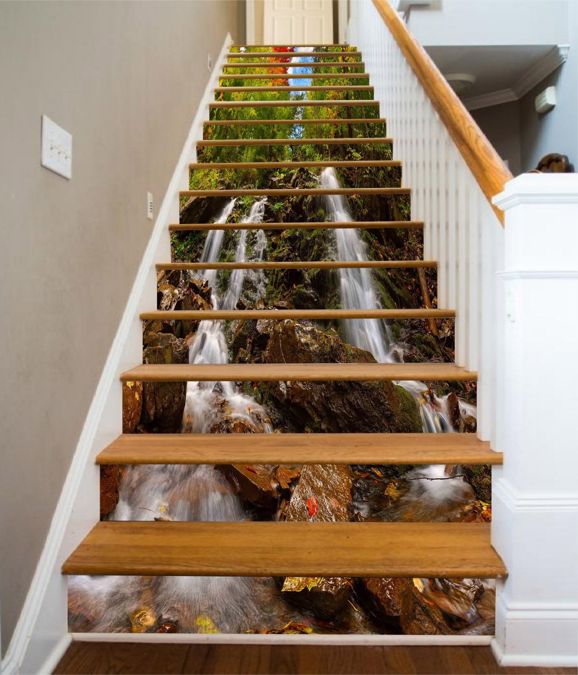 3D Forest Rugged Streams 1266 Stair Risers Wallpaper AJ Wallpaper 