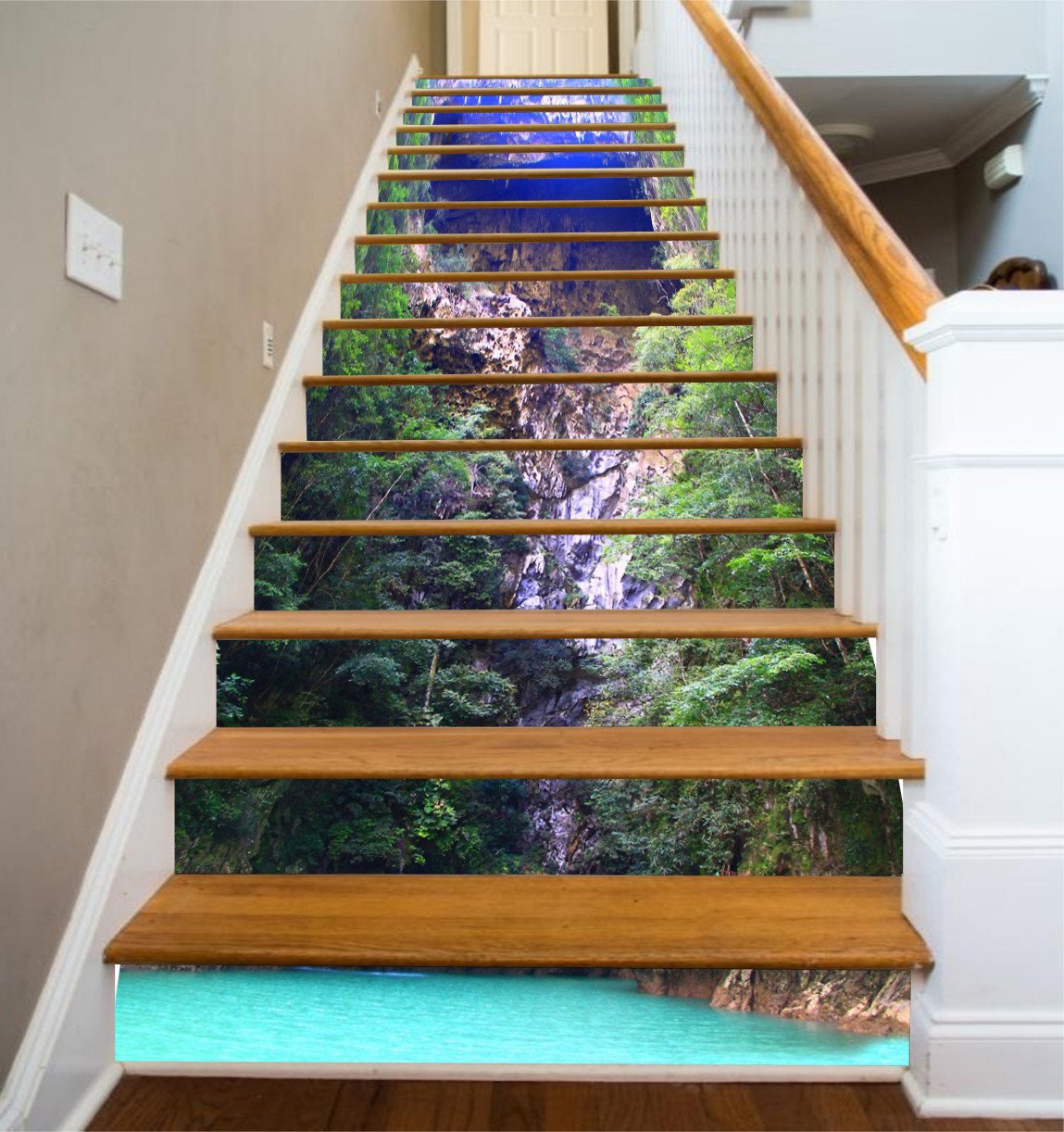 3D Pretty Lake Scenery 111 Stair Risers Wallpaper AJ Wallpaper 