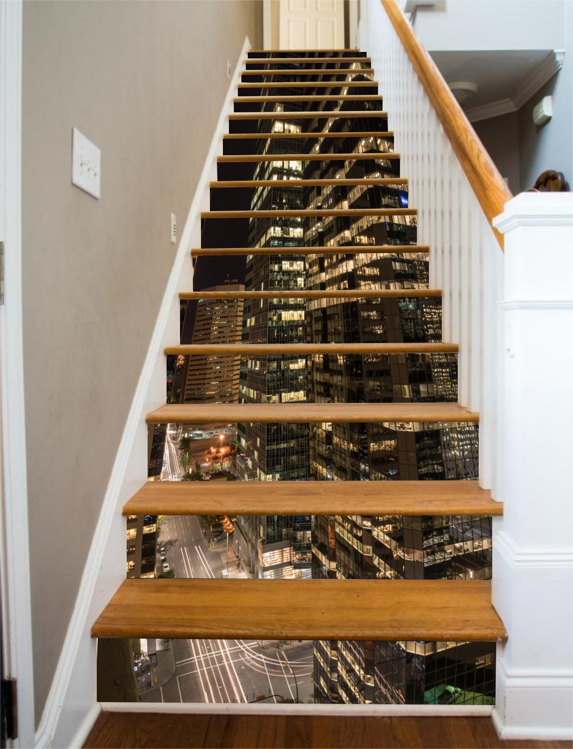 3D Brightly Lit Tall Buildings 087 Stair Risers
