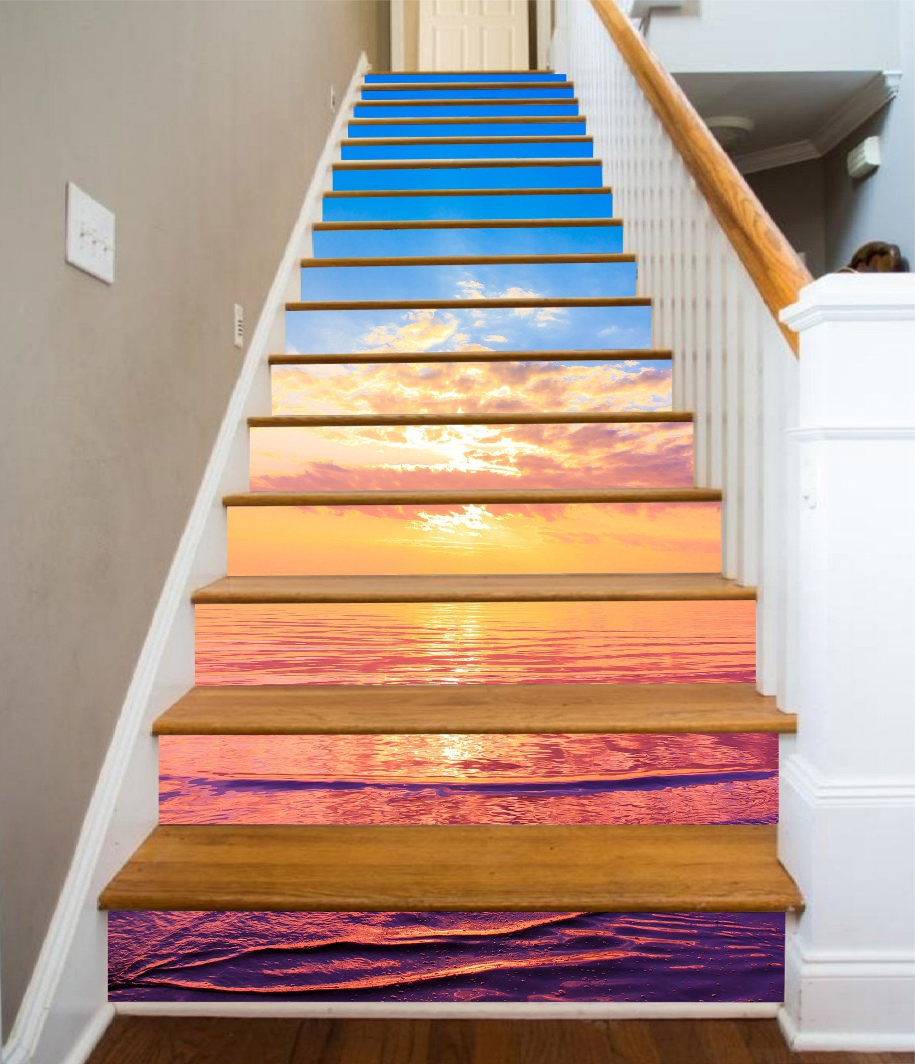 3D Vast Sea Sunset 1562 Stair Risers Wallpaper AJ Wallpaper 