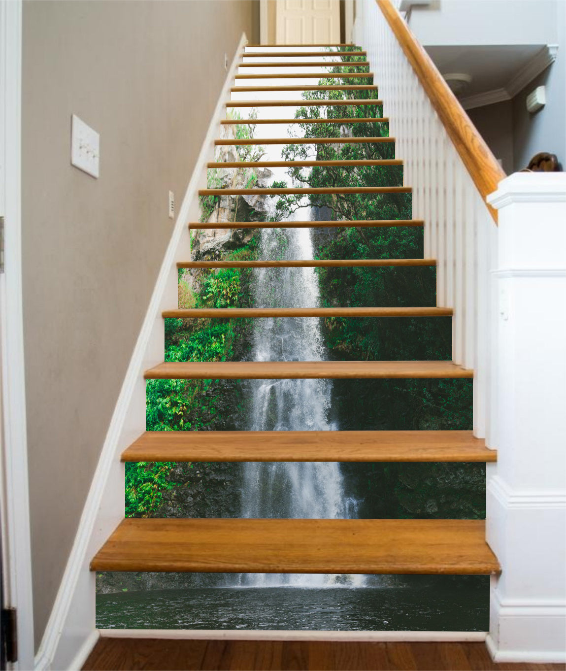 3D Beautiful Clear Waterfall 141 Stair Risers